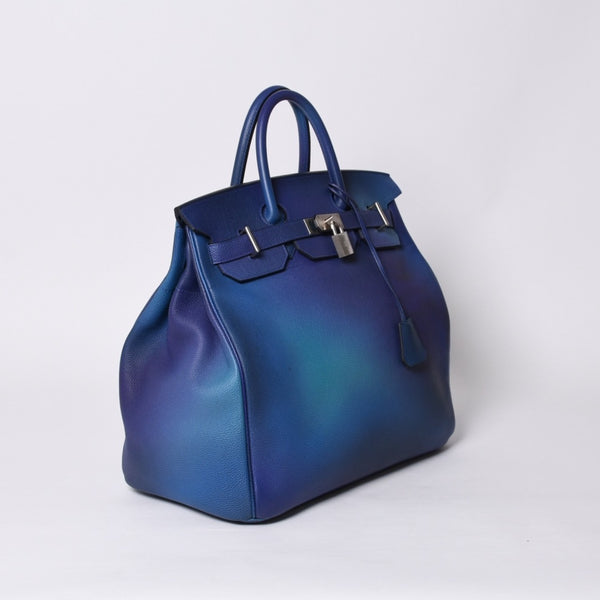 極美品 HERMES エルメス オータクロア 40 コスモス ブルーニュイ グラデーション トゴ シルバー金具 Y刻印 中古 4a000604