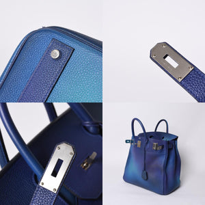 極美品 HERMES エルメス オータクロア 40 コスモス ブルーニュイ グラデーション トゴ シルバー金具 Y刻印 中古 4a000604