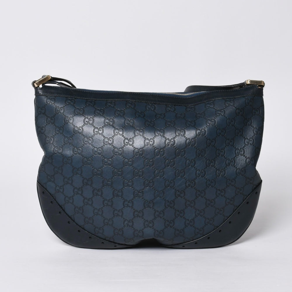 GUCCI グッチ ホーボー ショルダーバッグ 145991 001364 GG柄 グレー レザー 美品 中古 4a000198