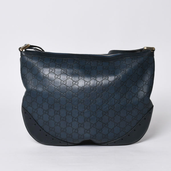 GUCCI Gucci Hobo Shoulder Bag 145991 001364 GG Pattern Gray Leather Good Condition Used 4a000198