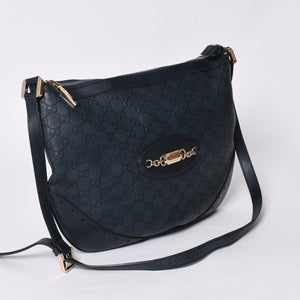GUCCI Gucci Hobo Shoulder Bag 145991 001364 GG Pattern Gray Leather Good Condition Used 4a000198