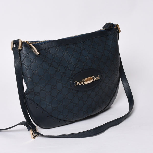 GUCCI Gucci Hobo Shoulder Bag 145991 001364 GG Pattern Gray Leather Good Condition Used 4a000198