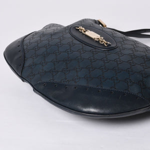 GUCCI Gucci Hobo Shoulder Bag 145991 001364 GG Pattern Gray Leather Good Condition Used 4a000198