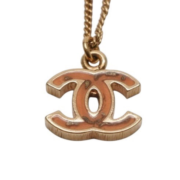 CHANEL Necklace double-sided here mark brown marble GD 05A necklace CC brown marble GD 05A Good Condition Used 4a000629