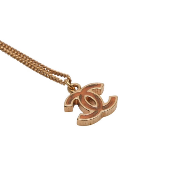 CHANEL Necklace double-sided here mark brown marble GD 05A necklace CC brown marble GD 05A Good Condition Used 4a000629