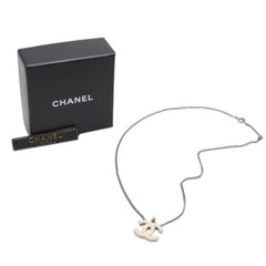 Very Good Condition CHANEL Necklace Coco Mark Ivory 02C Silver Necklace CC ivory 02C SV Good Condition Used 4a000655
