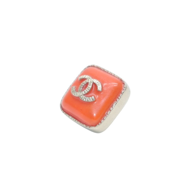 Very good condition CHANEL Chanel earrings here mark square button orange gold A14K earrings square button CC orange A14K GD good condition used 4a000627