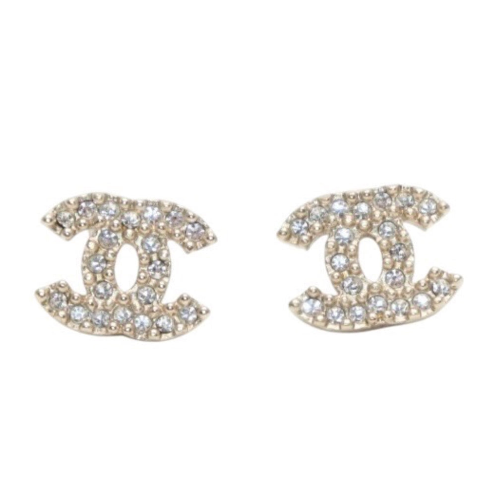 極美品 CHANEL シャネル ピアス ラインストーン ココマーク ゴールド 10A earrings CC rhinestone GD 10A 美品 中古 4a000647