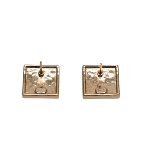 Very Good Condition CHANEL Chanel Earrings Square Leather Coco Gold B23S earrings square button CC BK B23S GD Good Condition Used 4a000665