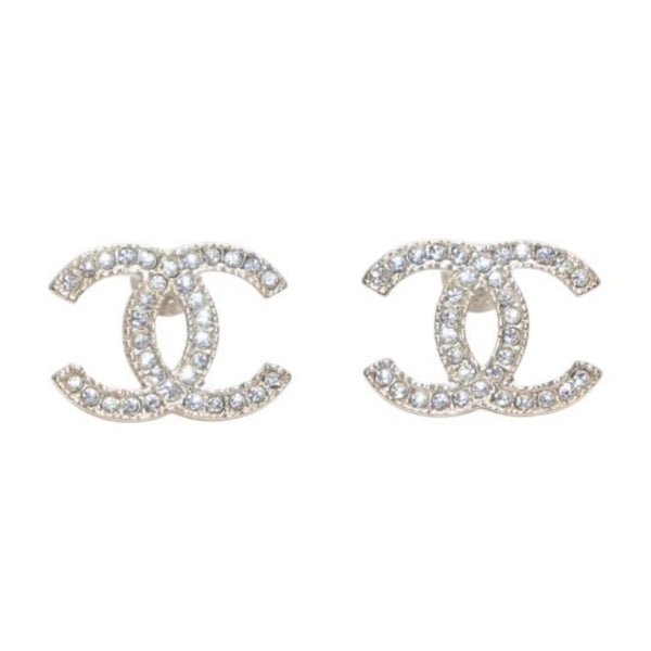 極美品 CHANEL シャネル ピアス ココマーク ラインストーン A13C earrings CC slim rhinestone SV A13C 美品 中古 4a000653