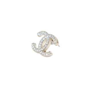 極美品 CHANEL シャネル ピアス ココマーク ラインストーン A13C earrings CC slim rhinestone SV A13C 美品 中古 4a000653
