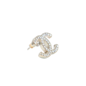 極美品 CHANEL シャネル ピアス ココマーク ラインストーン A13C earrings CC slim rhinestone SV A13C 美品 中古 4a000653