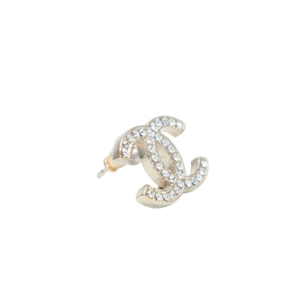 極美品 CHANEL シャネル ピアス ココマーク ラインストーン A13C earrings CC slim rhinestone SV A13C 美品 中古 4a000653