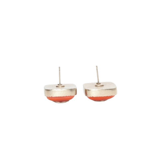 Very good condition CHANEL Chanel earrings here mark square button orange gold A14K earrings square button CC orange A14K GD good condition used 4a000627