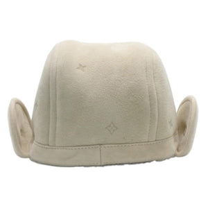 New unused item LOUIS VUITTON Kids line Monogram embossed shearling flight cap Beige Size 6M Used 4a001326