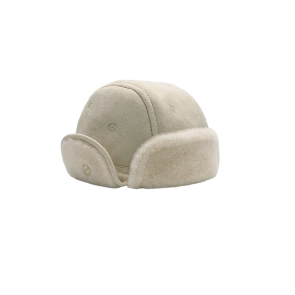 New unused item LOUIS VUITTON Kids line Monogram embossed shearling flight cap Beige Size 6M Used 4a001326