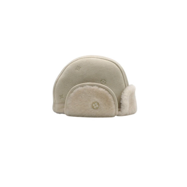 New unused item LOUIS VUITTON Kids line Monogram embossed shearling flight cap Beige Size 6M Used 4a001326