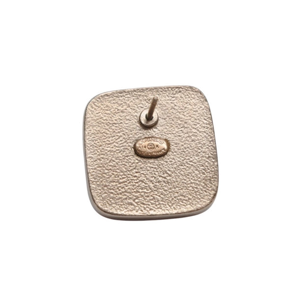 Very good condition CHANEL Chanel earrings here mark square button orange gold A14K earrings square button CC orange A14K GD good condition used 4a000627