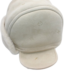 New unused item LOUIS VUITTON Kids line Monogram embossed shearling flight cap Beige Size 6M Used 4a001326