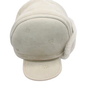 New unused item LOUIS VUITTON Kids line Monogram embossed shearling flight cap Beige Size 6M Used 4a001326