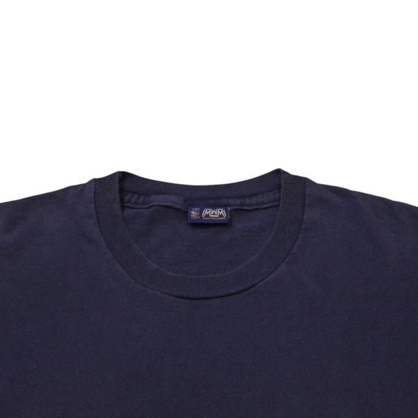 VINTAGE Vintage 90's MO WAX RECORDS Short sleeve T-shirt Size L Navy James Ravel Good Condition Used 4a001513