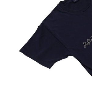 VINTAGE Vintage 90's MO WAX RECORDS Short sleeve T-shirt Size L Navy James Ravel Good Condition Used 4a001513