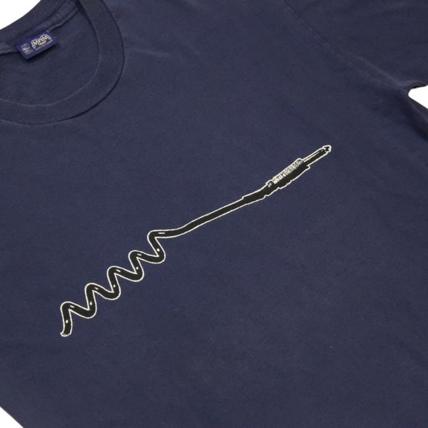 VINTAGE Vintage 90's MO WAX RECORDS Short sleeve T-shirt Size L Navy James Ravel Good Condition Used 4a001513