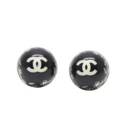 Very Good Condition CHANEL Earrings Coco Mark Button Coco Mark & ​​Camellia Black 06C earrings button CC & camellia black 06C SV Good Condition Used 4a000623