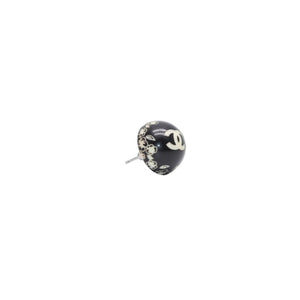 Very Good Condition CHANEL Earrings Coco Mark Button Coco Mark & ​​Camellia Black 06C earrings button CC & camellia black 06C SV Good Condition Used 4a000623