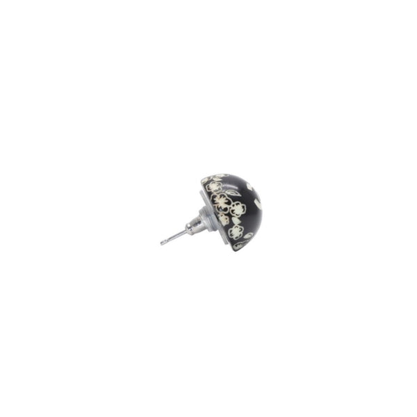 Very Good Condition CHANEL Earrings Coco Mark Button Coco Mark & ​​Camellia Black 06C earrings button CC & camellia black 06C SV Good Condition Used 4a000623