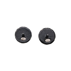 Very Good Condition CHANEL Earrings Coco Mark Button Coco Mark & ​​Camellia Black 06C earrings button CC & camellia black 06C SV Good Condition Used 4a000623