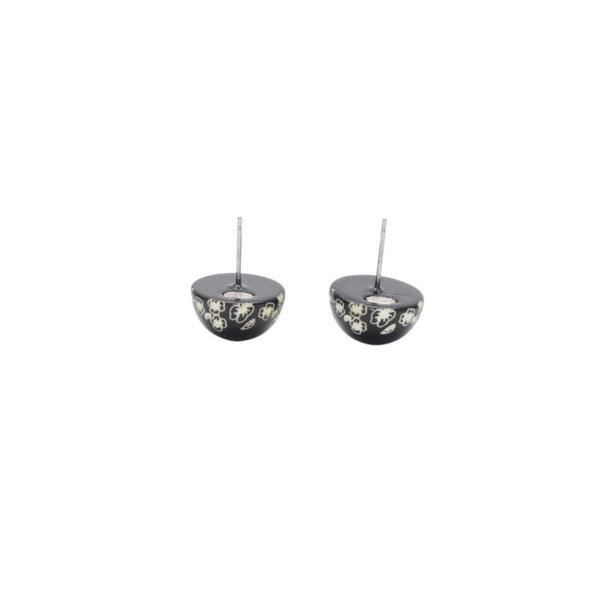 Very Good Condition CHANEL Earrings Coco Mark Button Coco Mark & ​​Camellia Black 06C earrings button CC & camellia black 06C SV Good Condition Used 4a000623