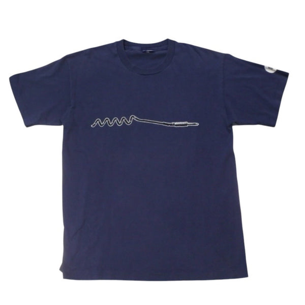 VINTAGE Vintage 90's MO WAX RECORDS Short sleeve T-shirt Size L Navy James Ravel Good Condition Used 4a001513