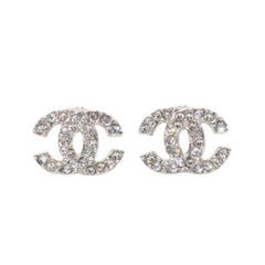 極美品 イヤリング ラインストーン ココマーク シルバー 03A clip-on earrings CC rhinestone 03A SV 美品 中古 4a000644