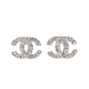 極美品 イヤリング ラインストーン ココマーク シルバー 03A clip-on earrings CC rhinestone 03A SV 美品 中古 4a000644