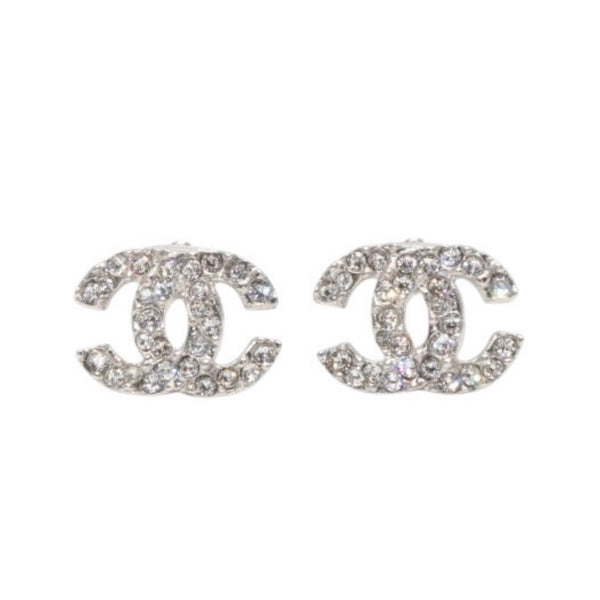 極美品 イヤリング ラインストーン ココマーク シルバー 03A clip-on earrings CC rhinestone 03A SV 美品 中古 4a000644