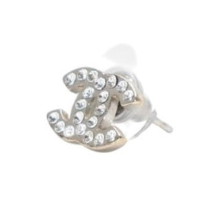 Very Good Condition CHANEL Chanel Earrings Rhinestone Coco Mark Silver A14V Engraved One Side Earrings small CC rhinestone A14V SV Good Condition Used 4a000645