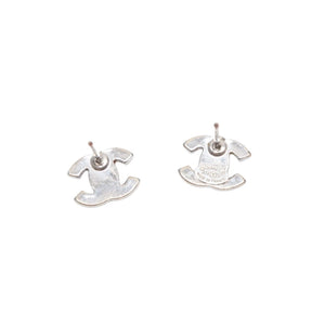 Very Good Condition CHANEL Chanel Earrings Rhinestone Coco Mark Silver A14V Engraved One Side Earrings small CC rhinestone A14V SV Good Condition Used 4a000645