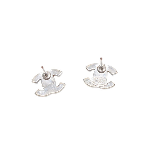 Very Good Condition CHANEL Chanel Earrings Rhinestone Coco Mark Silver A14V Engraved One Side Earrings small CC rhinestone A14V SV Good Condition Used 4a000645