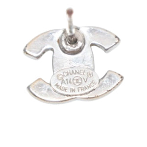 Very Good Condition CHANEL Chanel Earrings Rhinestone Coco Mark Silver A14V Engraved One Side Earrings small CC rhinestone A14V SV Good Condition Used 4a000645