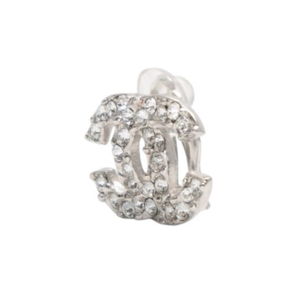 極美品 イヤリング ラインストーン ココマーク シルバー 03A clip-on earrings CC rhinestone 03A SV 美品 中古 4a000644