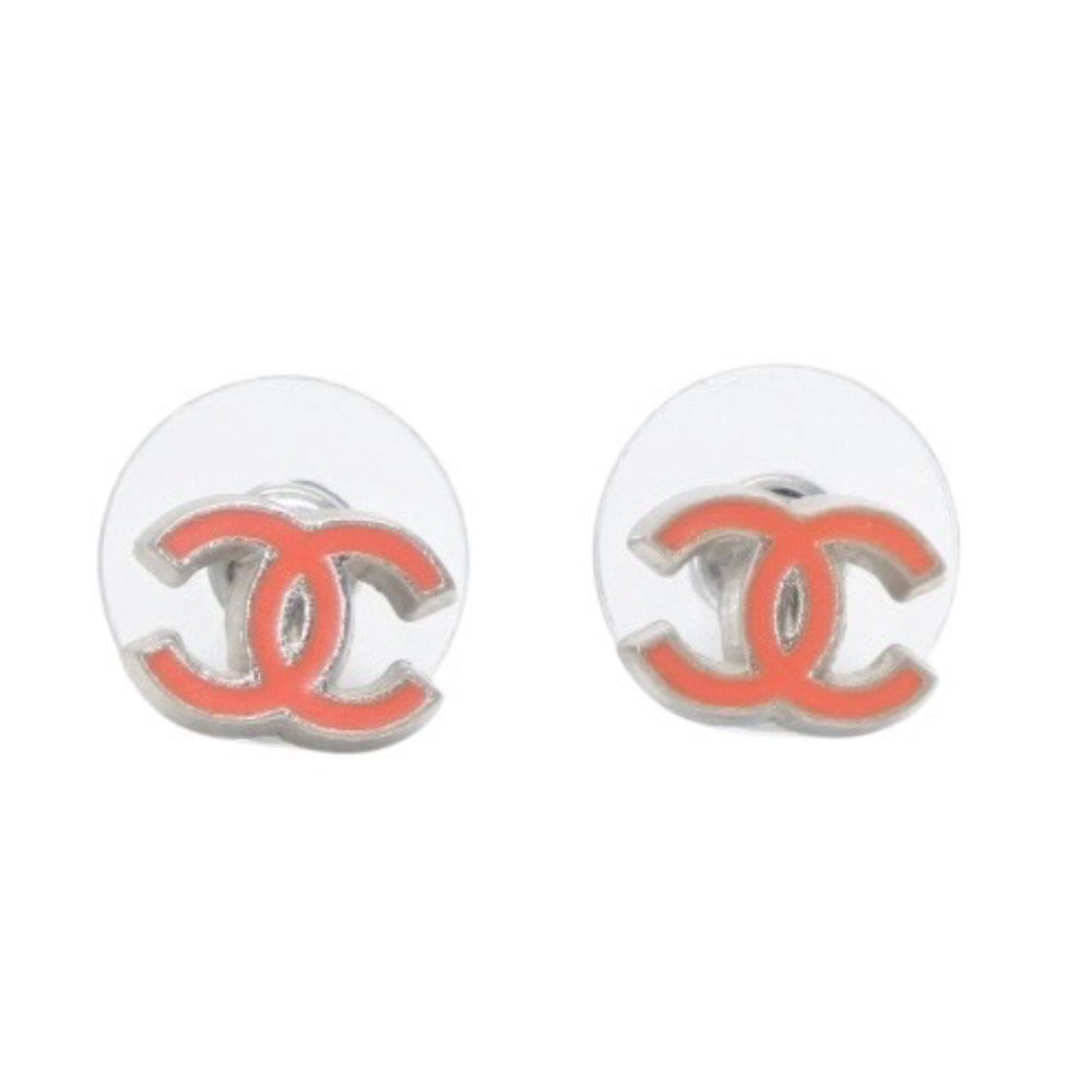 極美品 CHANEL シャネル ピアス ココマーク ミニ オレンジ シルバー 04P 刻印片側 earrings mini CC orange 04P SV 美品 中古 4a000634