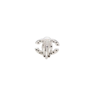 極美品 イヤリング ラインストーン ココマーク シルバー 03A clip-on earrings CC rhinestone 03A SV 美品 中古 4a000644