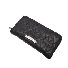 画像をギャラリービューアに読み込む, CHROME HEARTS クロムハーツ REC F ZIP QUILTED セメタリークロスパッチ 長財布 ダガー キルティング ブラック シルバー925 良品 中古 4a001520