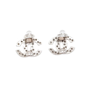 極美品 イヤリング ラインストーン ココマーク シルバー 03A clip-on earrings CC rhinestone 03A SV 美品 中古 4a000644