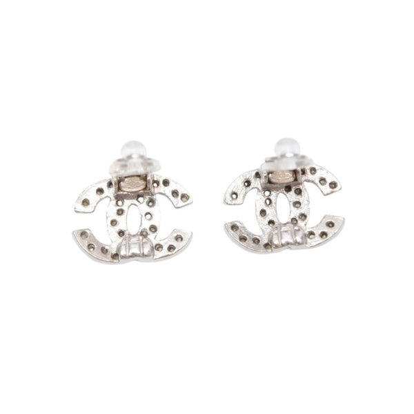 極美品 イヤリング ラインストーン ココマーク シルバー 03A clip-on earrings CC rhinestone 03A SV 美品 中古 4a000644