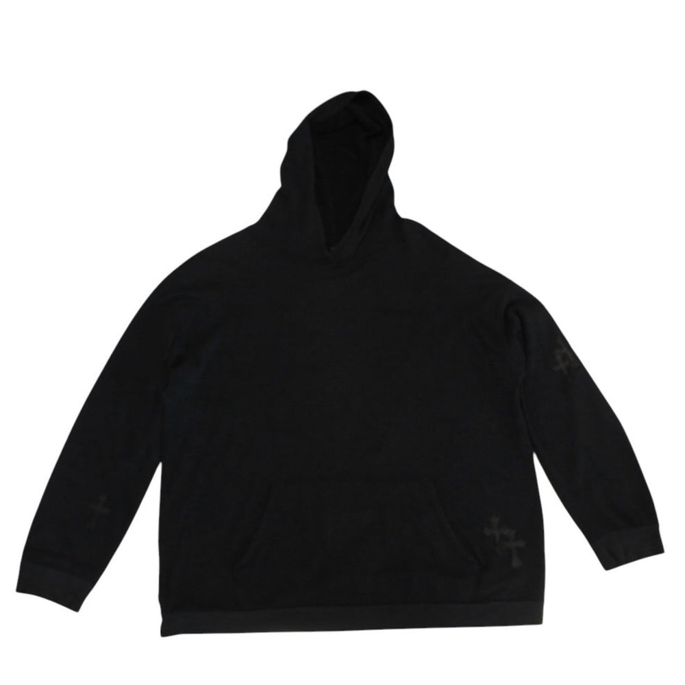 CHROME HEARTS クロムハーツ Y NOT プルオーバーフーディー サイズXL セメタリークロスパッチ 12パッチ チャコールグレー 美品 中古 4a001320