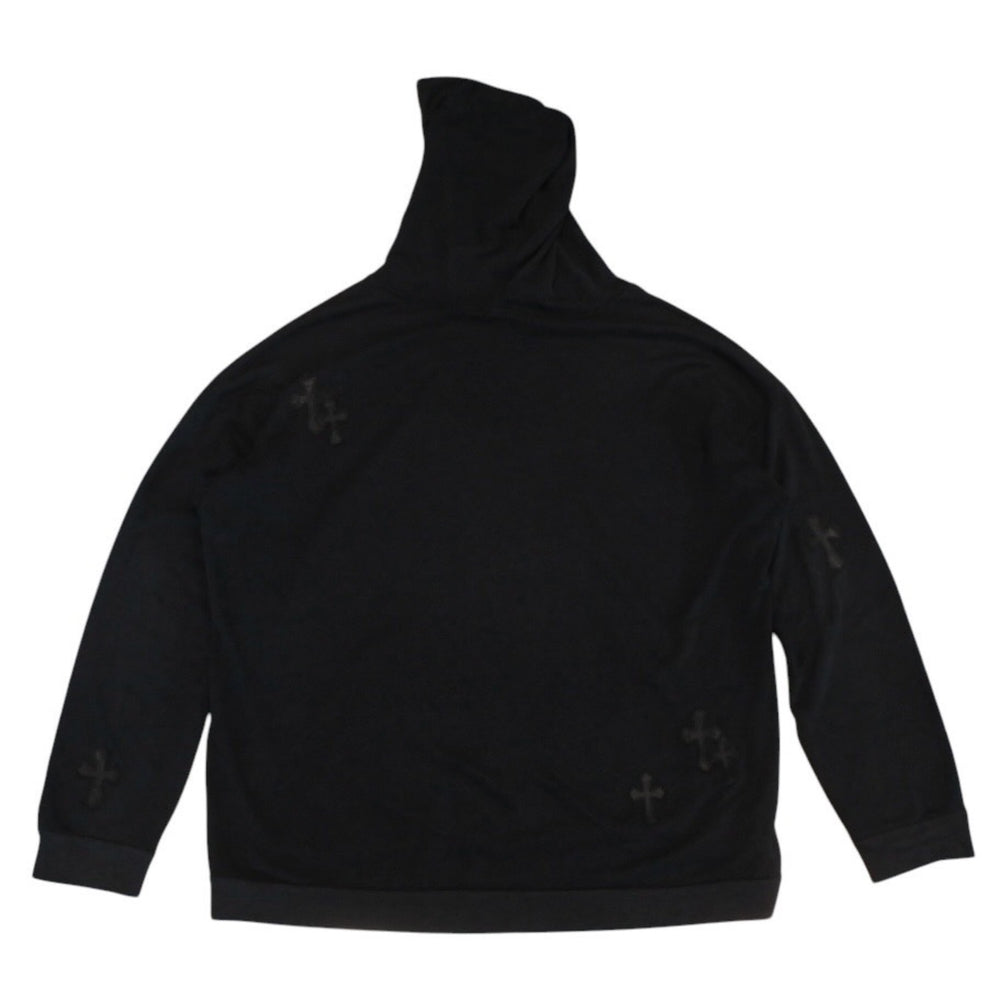 CHROME HEARTS クロムハーツ Y NOT プルオーバーフーディー サイズXL セメタリークロスパッチ 12パッチ チャコールグレー 美品 中古 4a001320