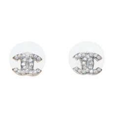 Very Good Condition CHANEL Chanel Earrings Rhinestone Coco Mark Silver A14V Engraved One Side Earrings small CC rhinestone A14V SV Good Condition Used 4a000645