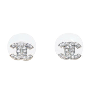 Very Good Condition CHANEL Chanel Earrings Rhinestone Coco Mark Silver A14V Engraved One Side Earrings small CC rhinestone A14V SV Good Condition Used 4a000645